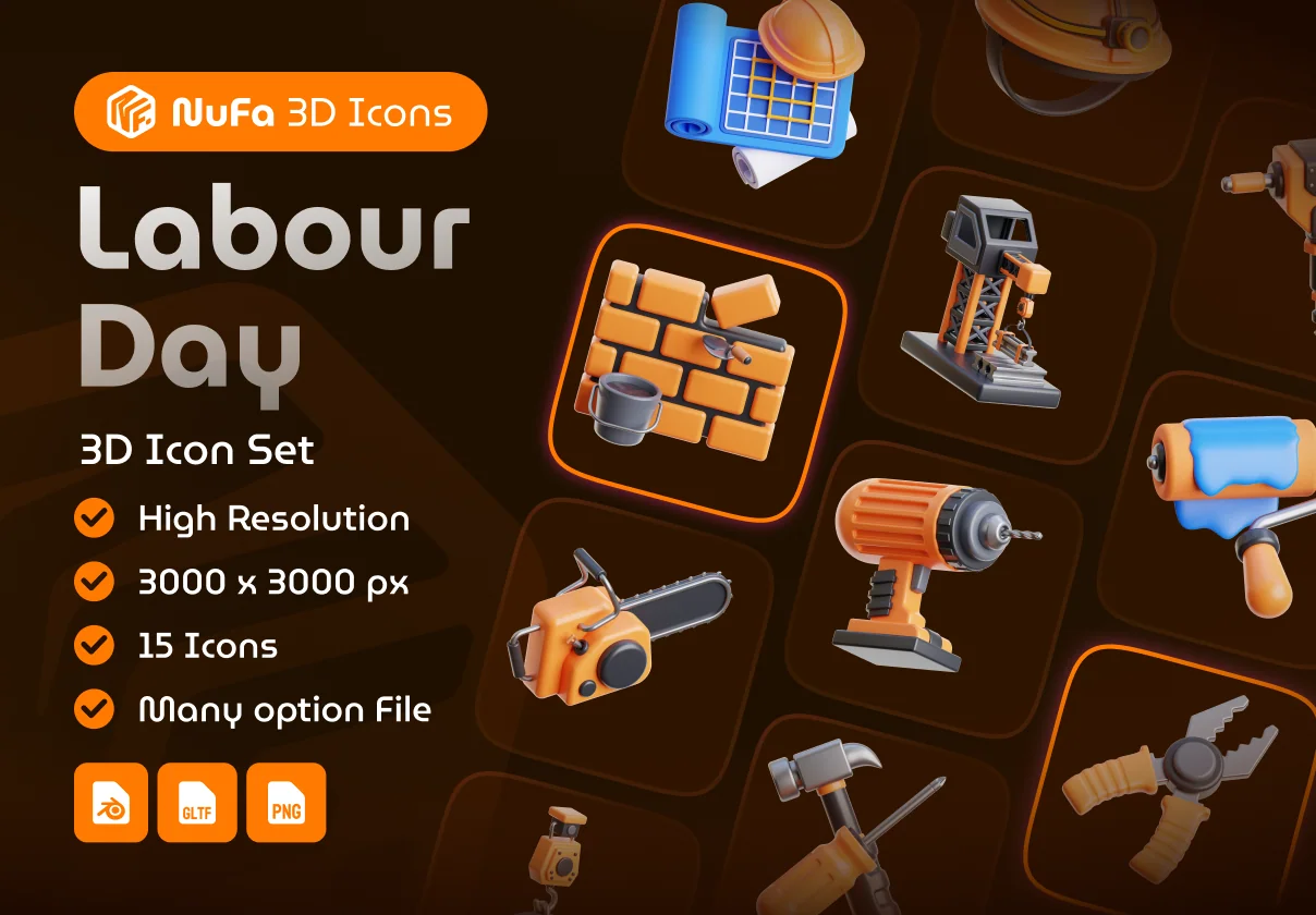 Labour Day 3D Icon Set