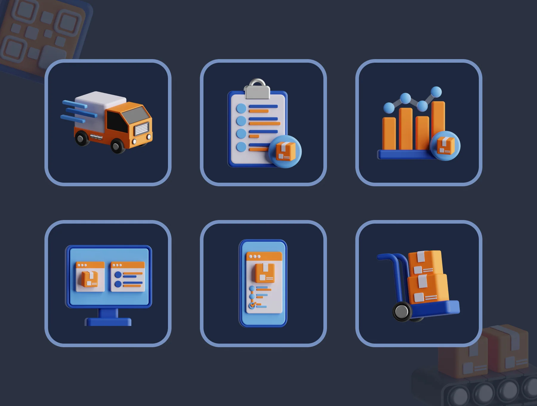 3D Logistic Icon Set 6