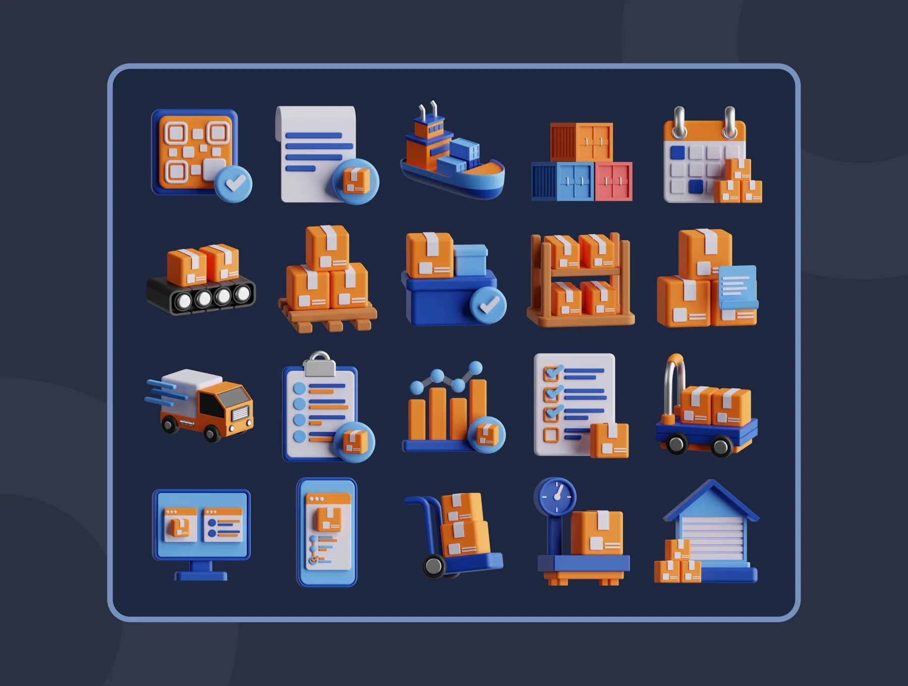 3D Logistic Icon Set 8