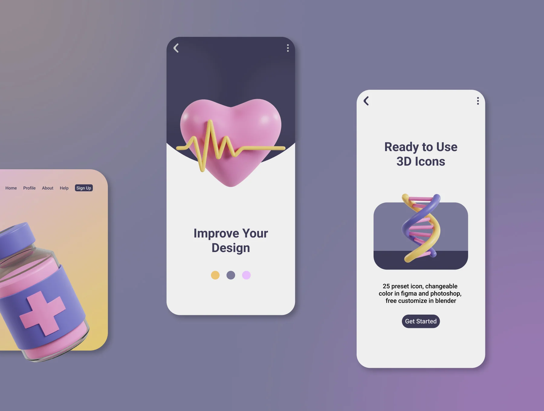 3D Medical Icons set 6