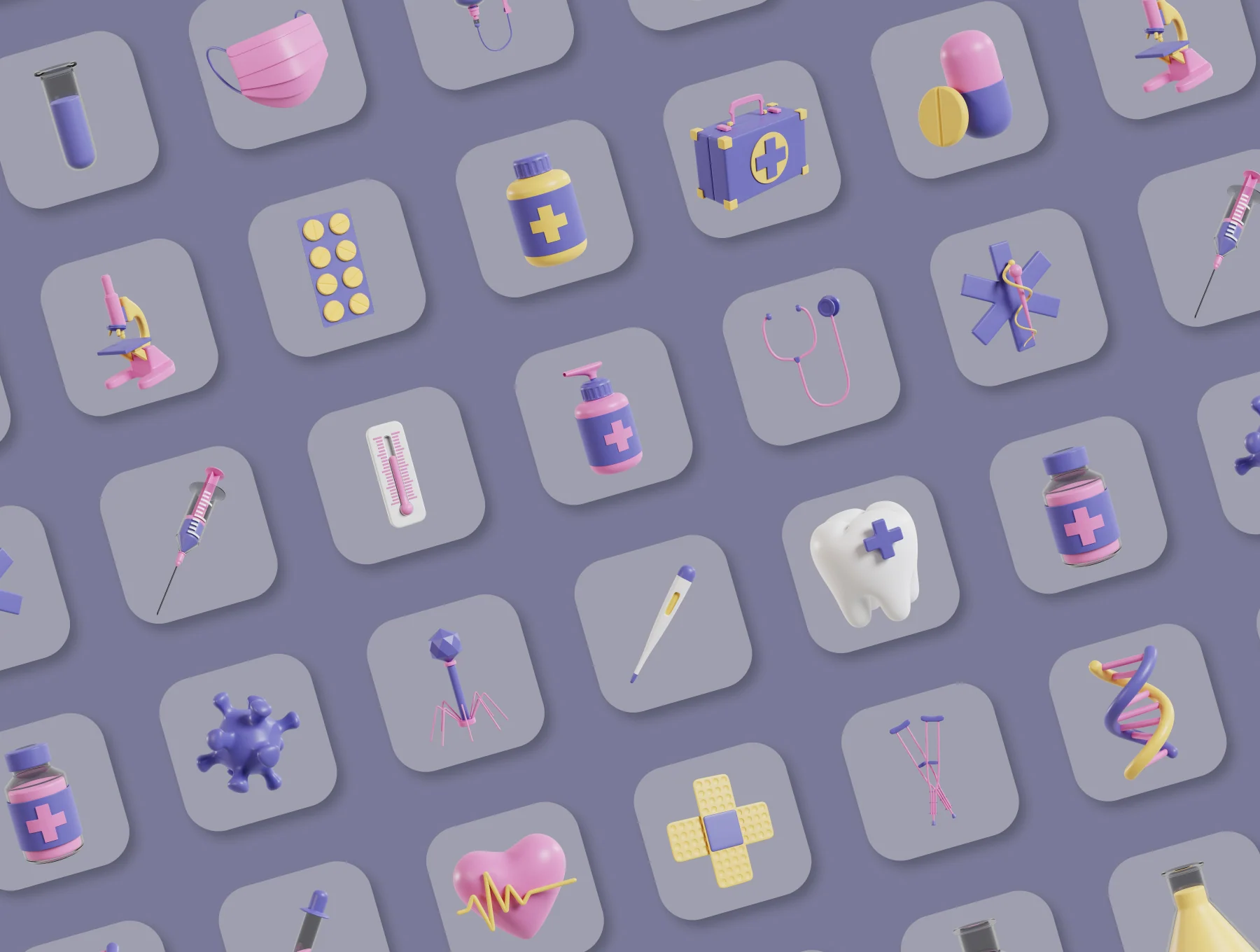 3D Medical Icons set 7