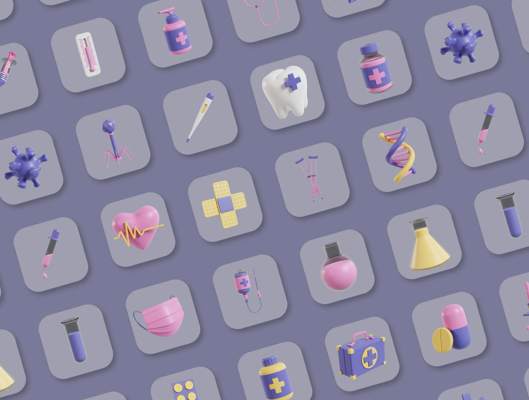 3D Medical Icons set 8