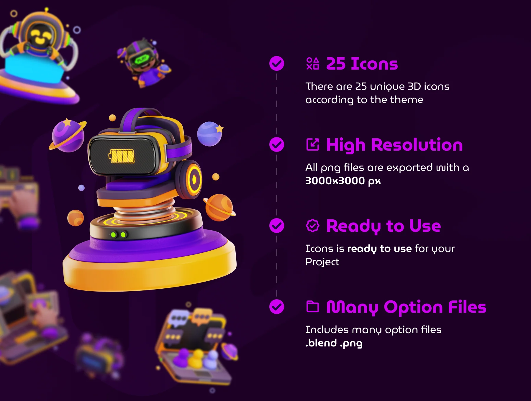 3D Metaverse Icon Set 3