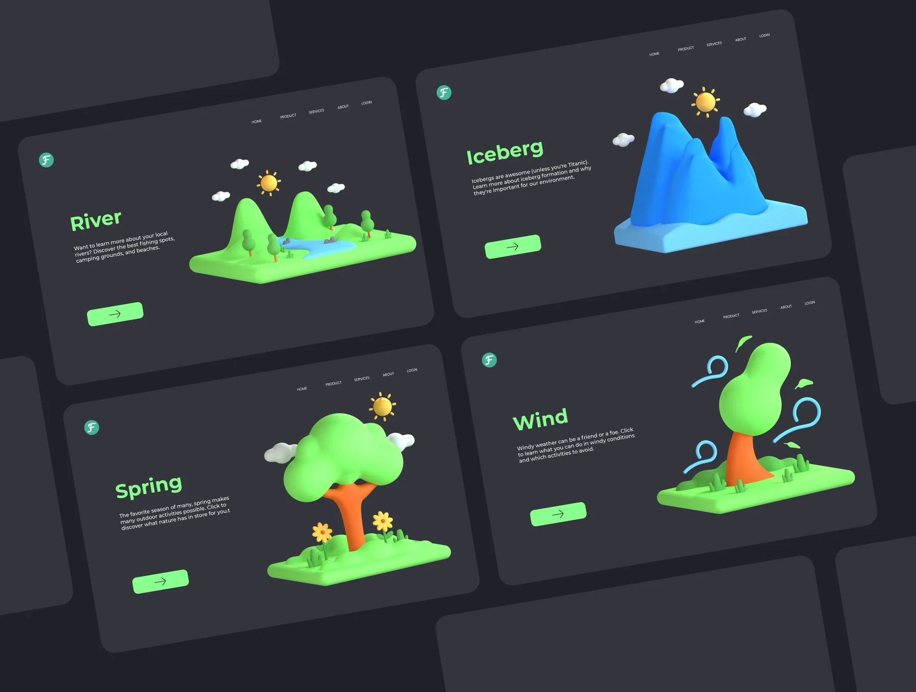 3D Nature and Environment Icons 6