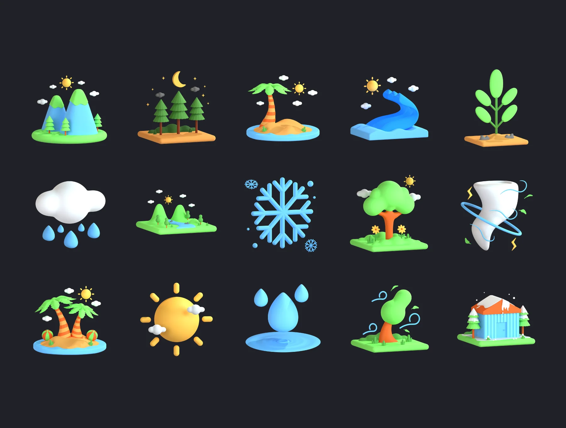 3D Nature and Environment Icons 7