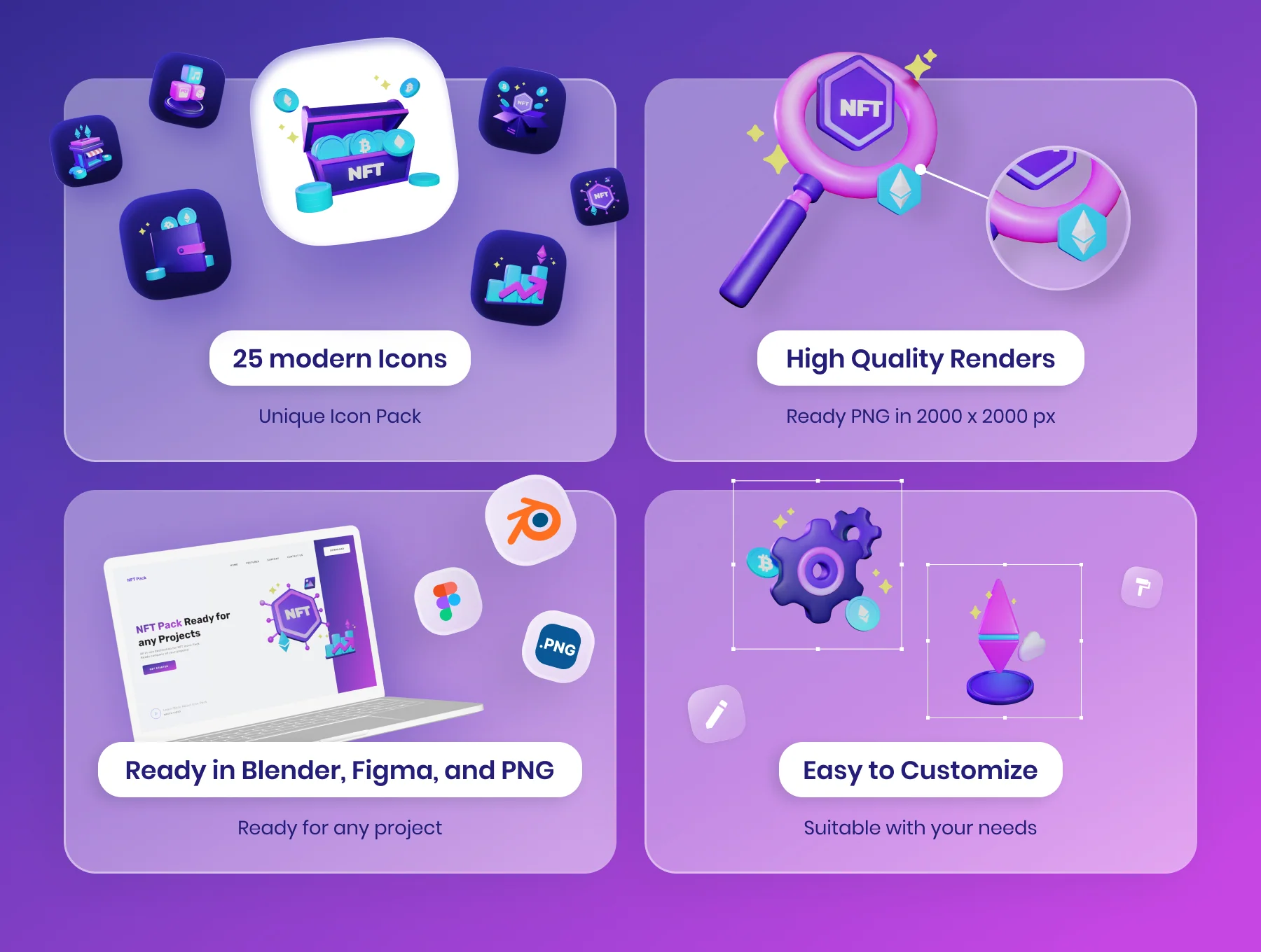 3D NFT Icons Illustration Pack 2