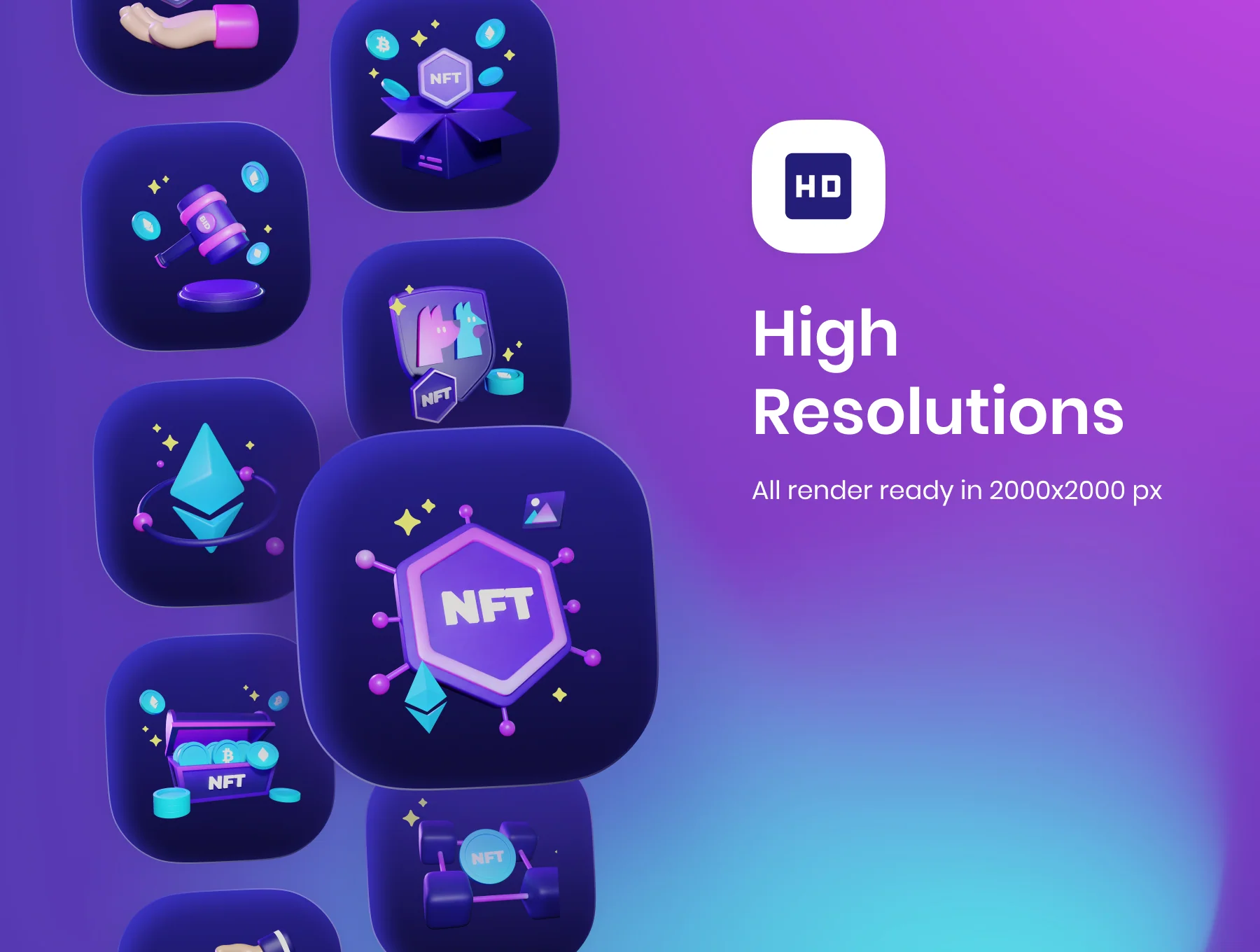 3D NFT Icons Illustration Pack 4