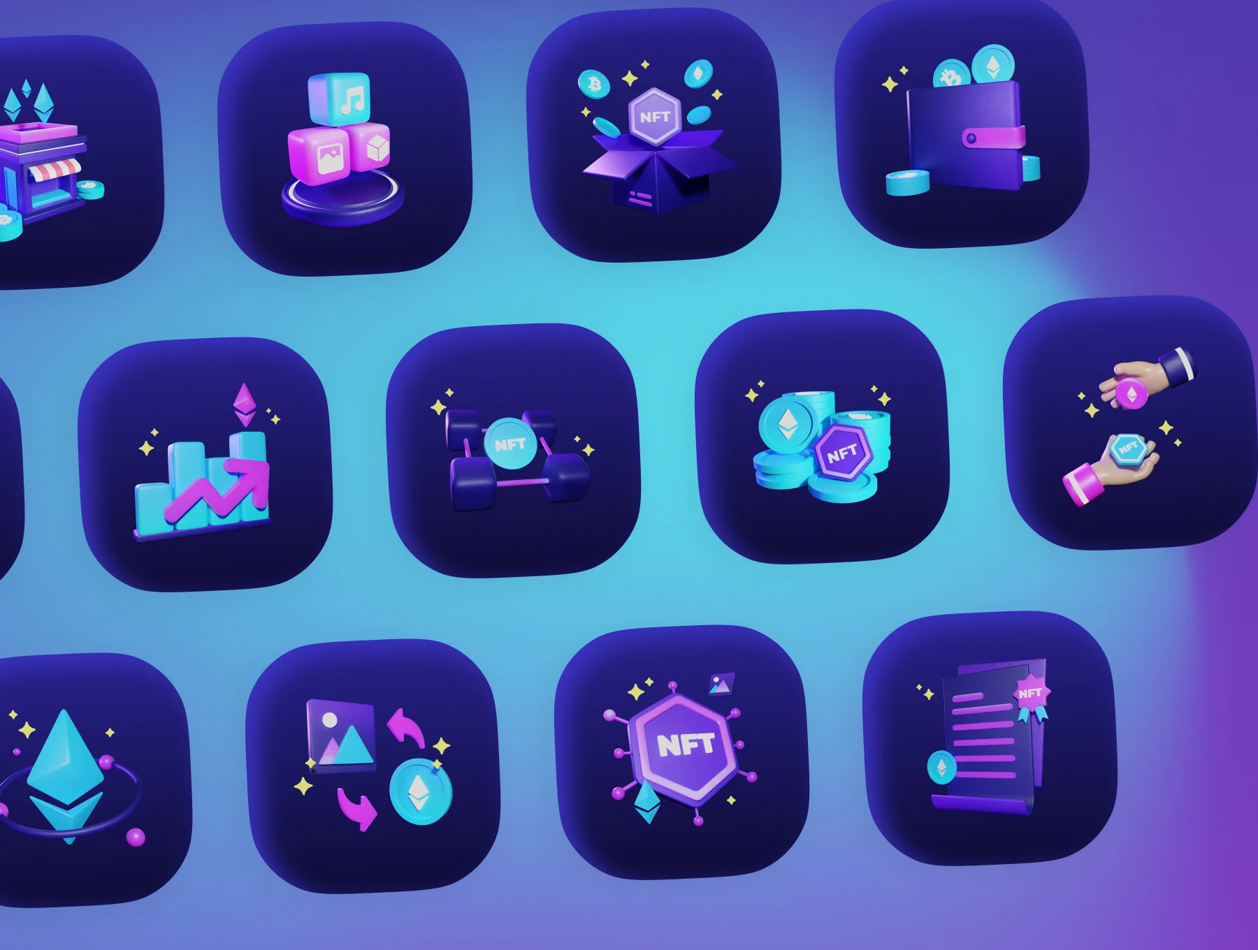 3D NFT Icons Illustration Pack 6