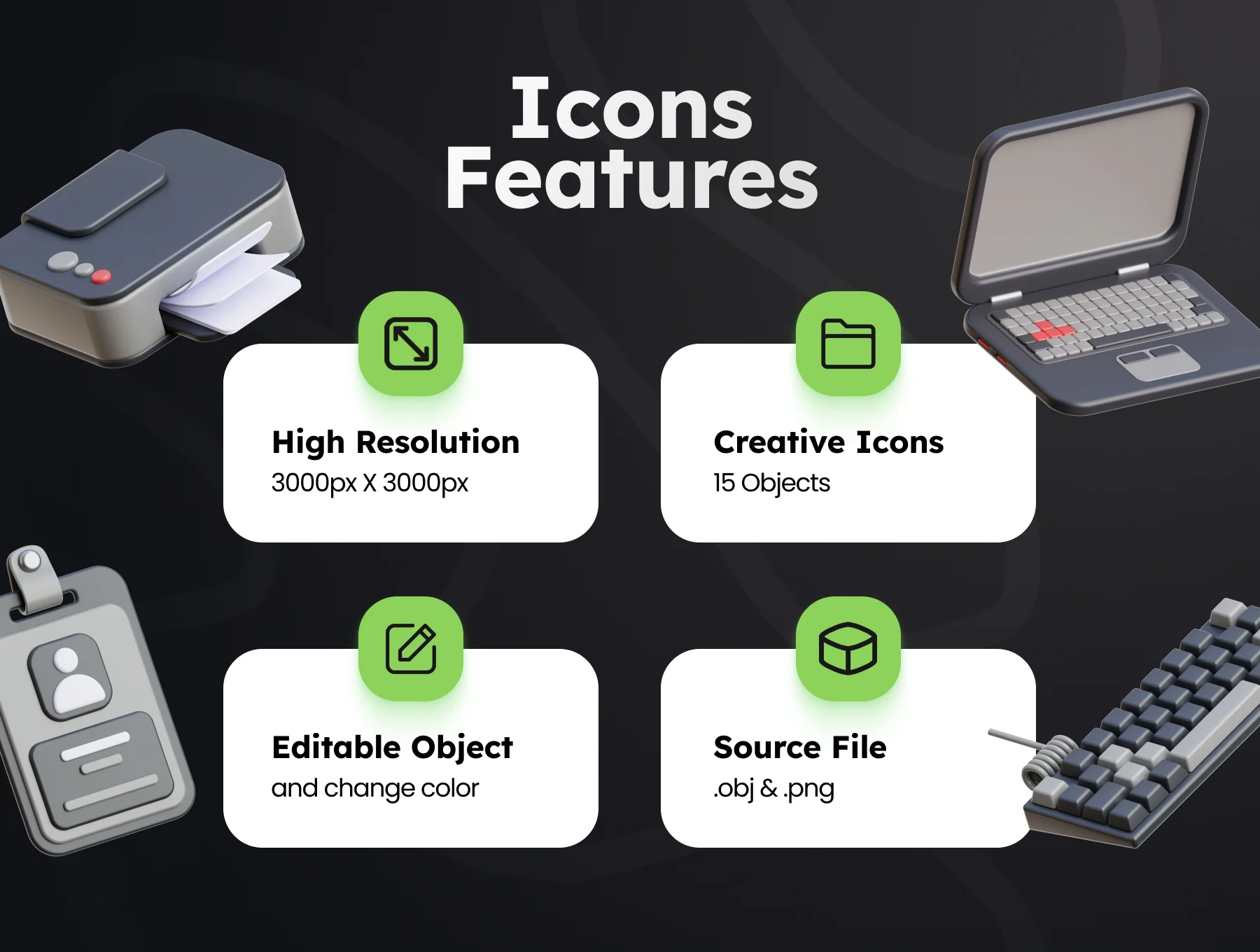 3D Office Stuff Illustrations 2