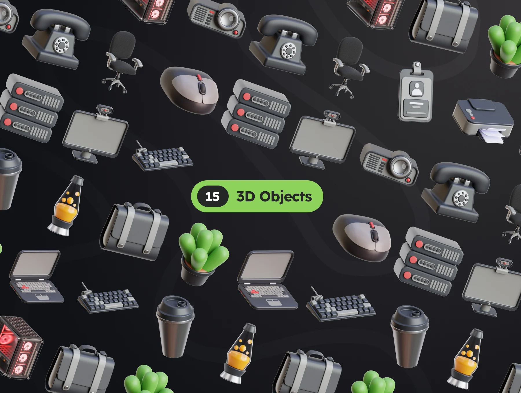 3D Office Stuff Illustrations 5