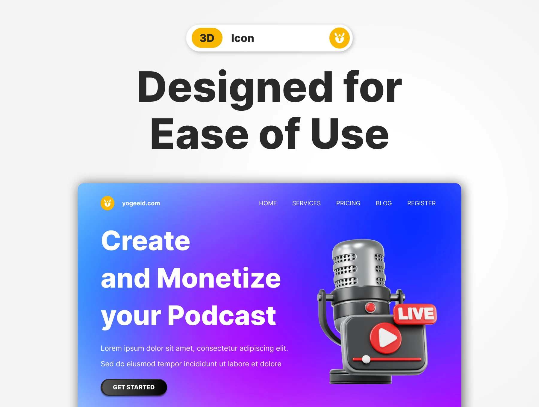 3D Podcast Audio Icon Set 4