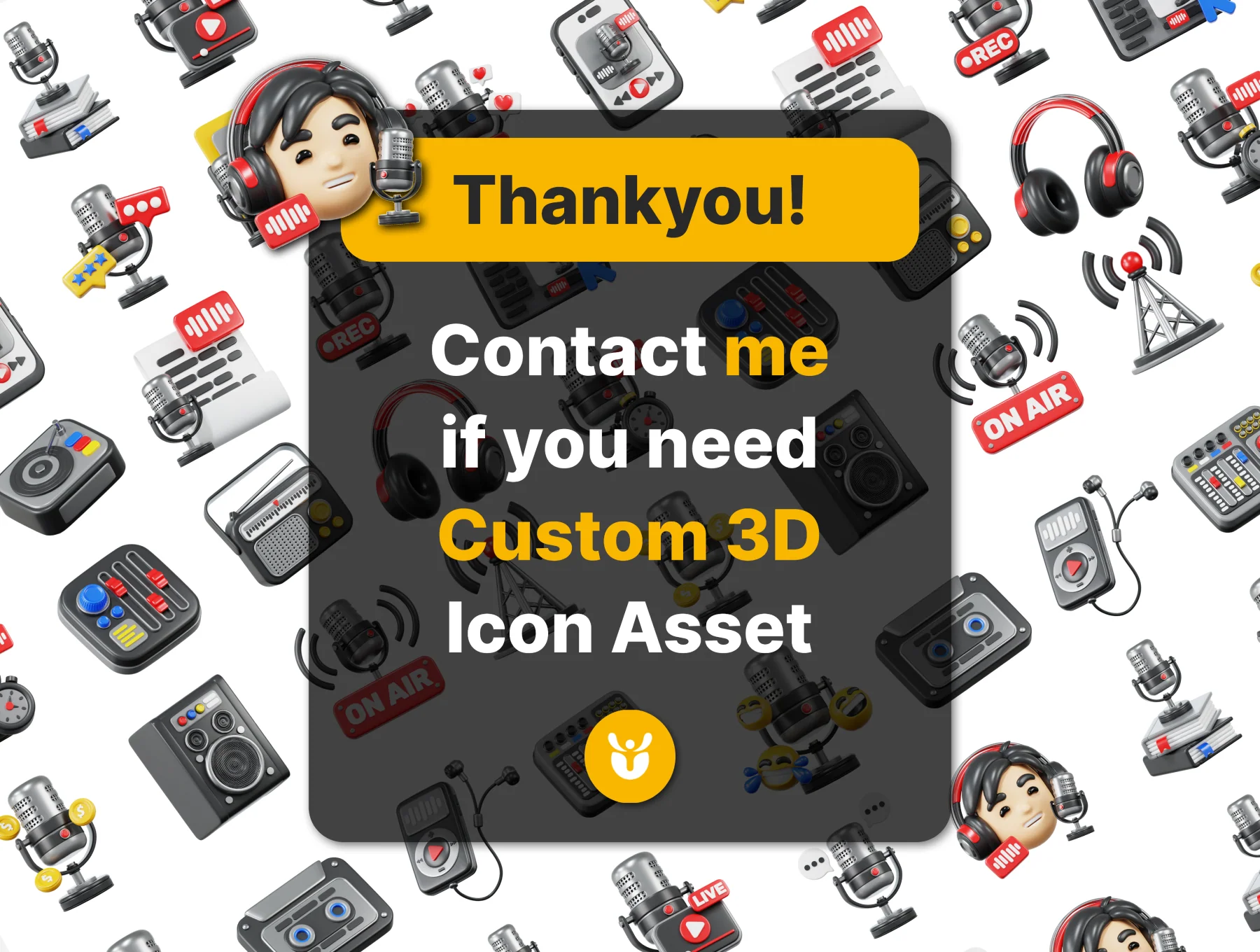 3D Podcast Audio Icon Set 6
