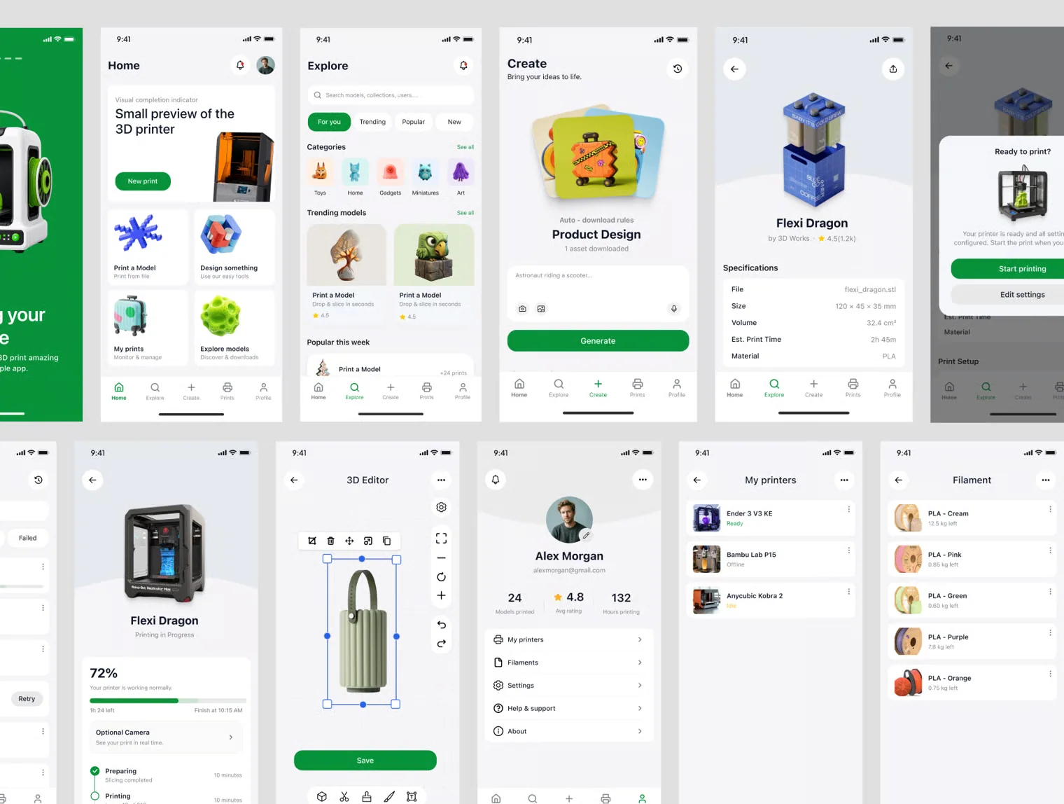 3D Printing Mobile App UI Kit 2