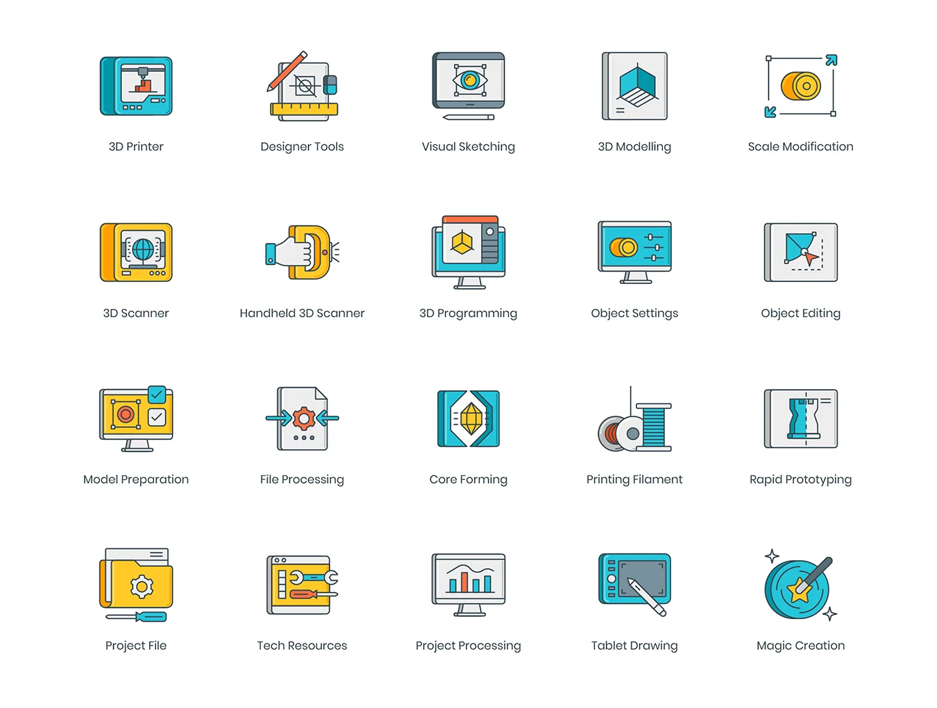 58 3D Printing Icons | 3D Series 2