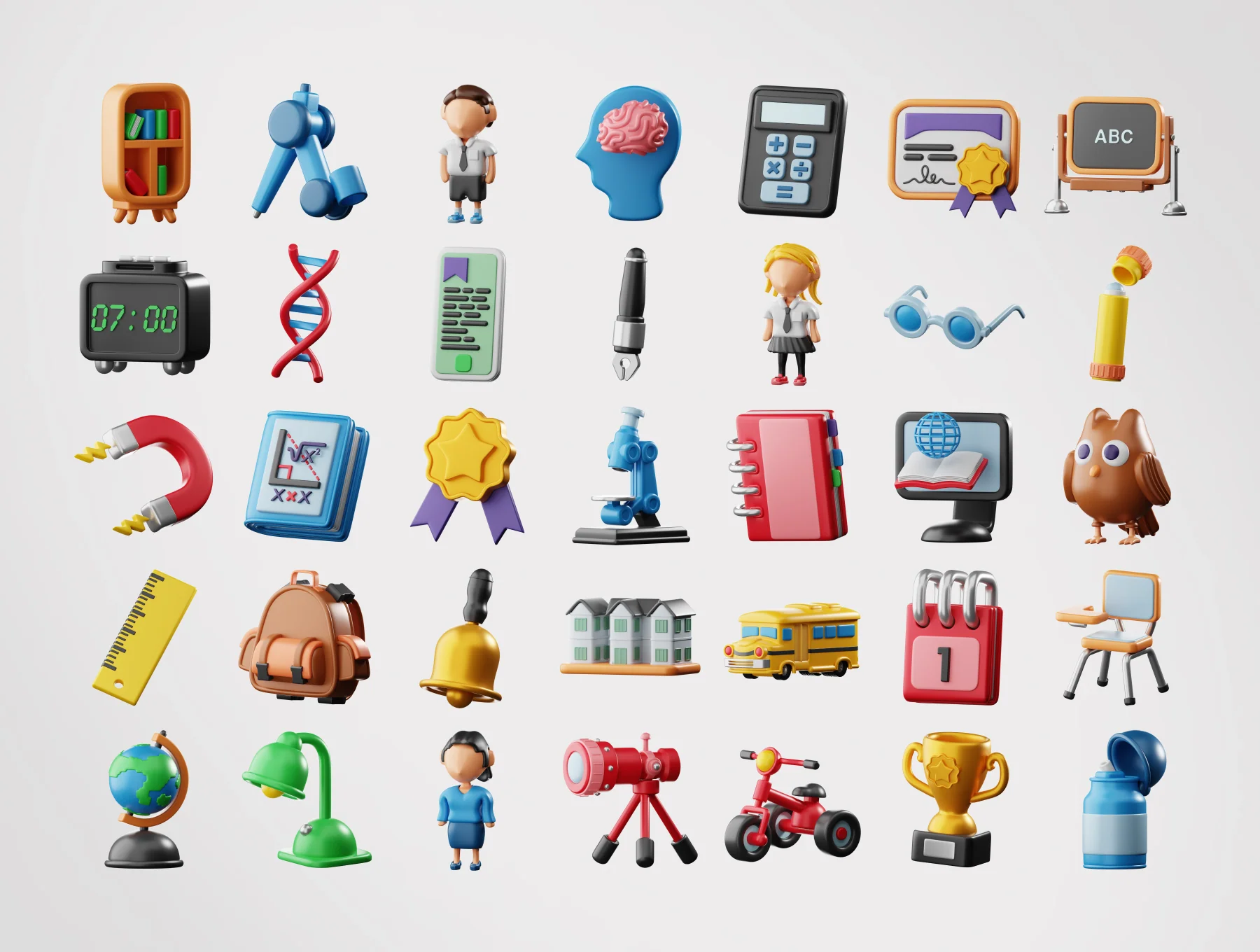 3D School Icons 6