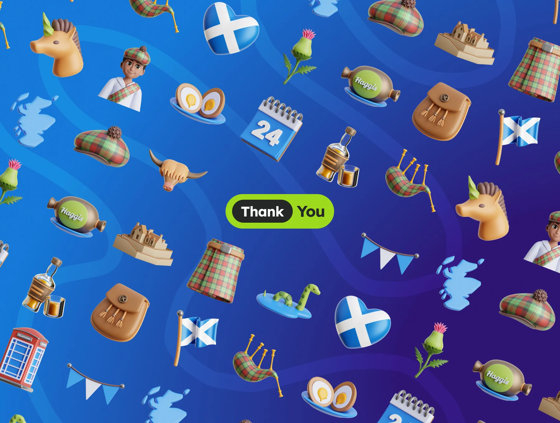 3D Scottish National Day Illustrations 6
