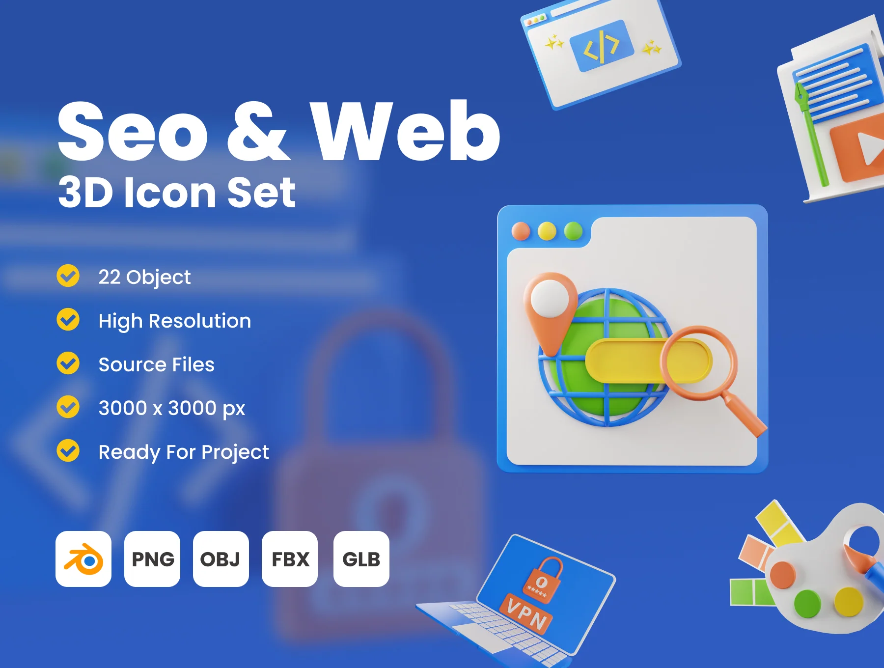 Seo and Web - 3D Icon Set