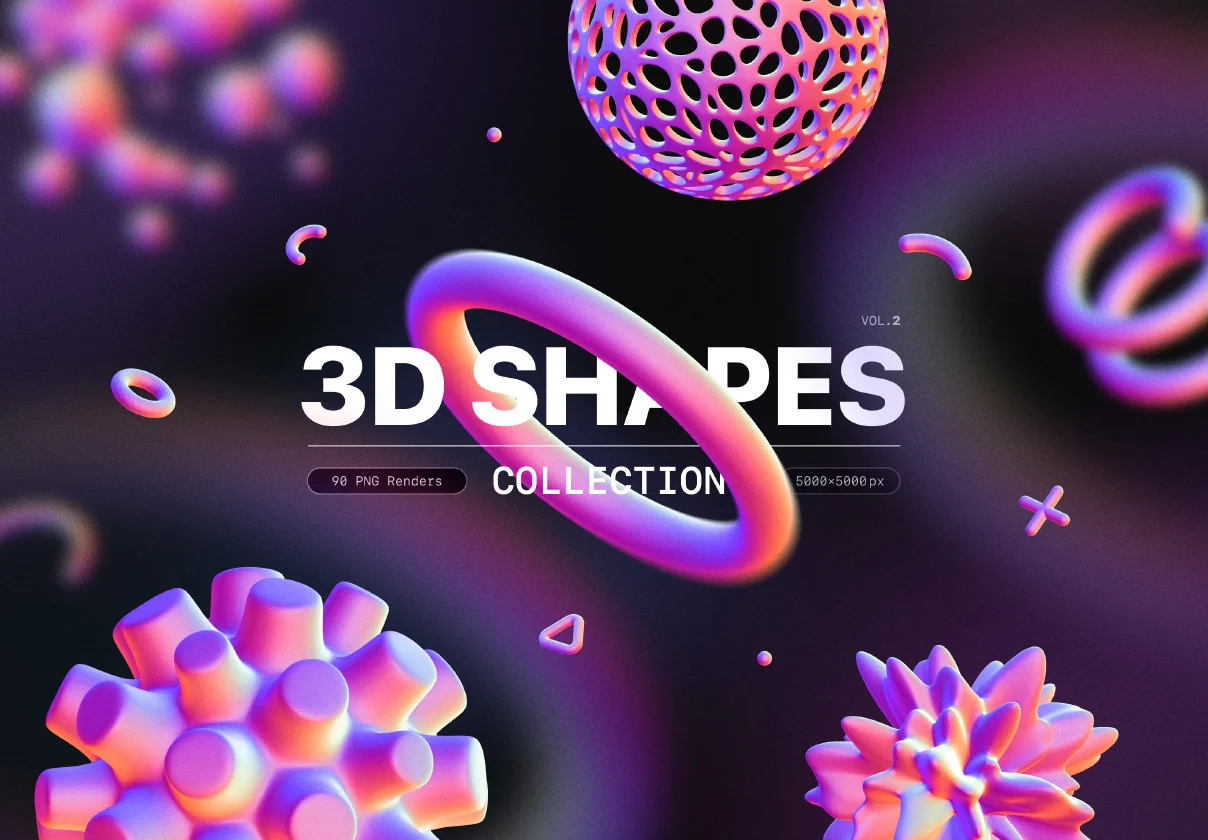 3D Shapes collection – 90 abstract renders