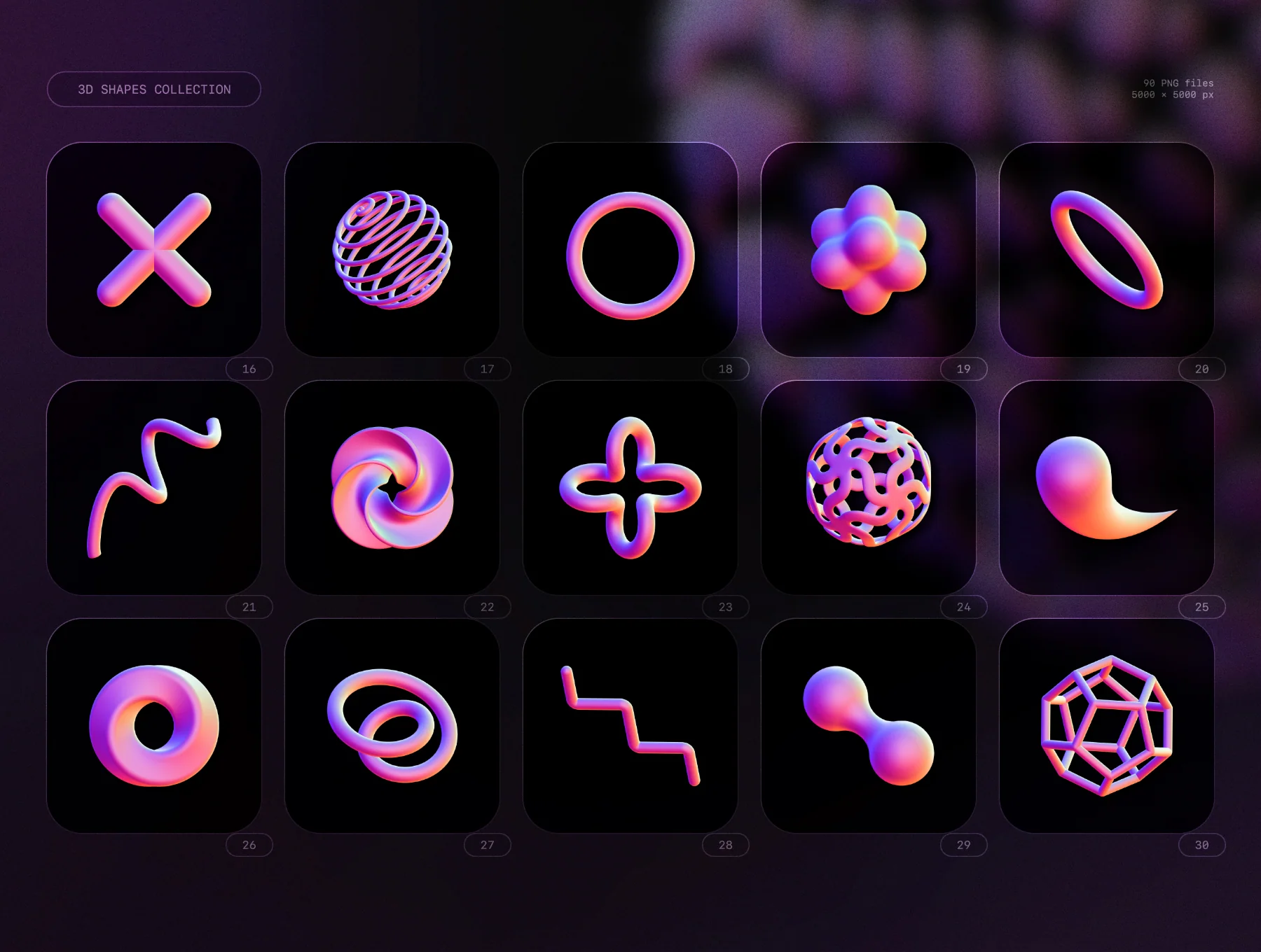 3D Shapes collection – 90 abstract renders 2
