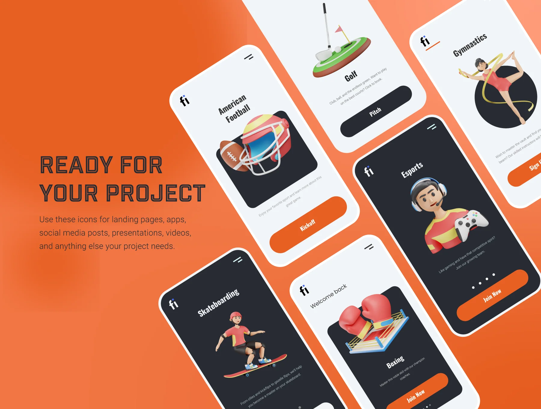 3D Sports and Activities Icons 5