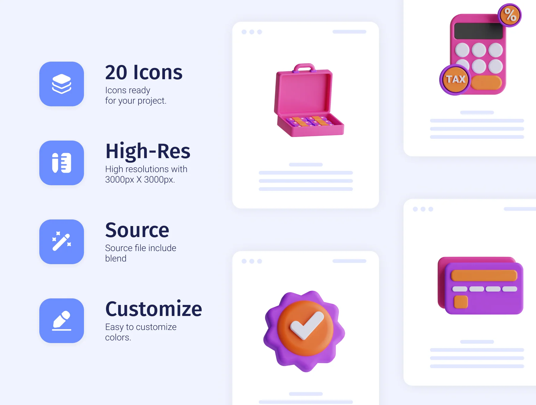 3D Taxes Icon Set 2