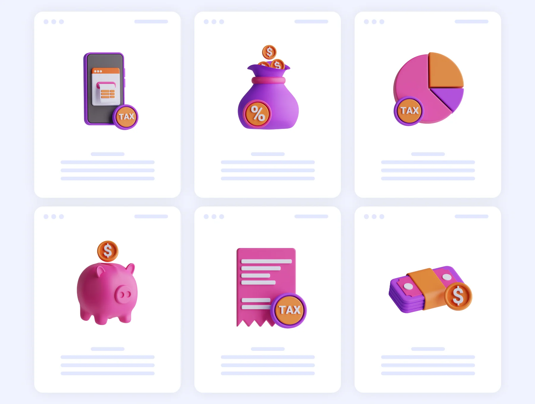 3D Taxes Icon Set 7