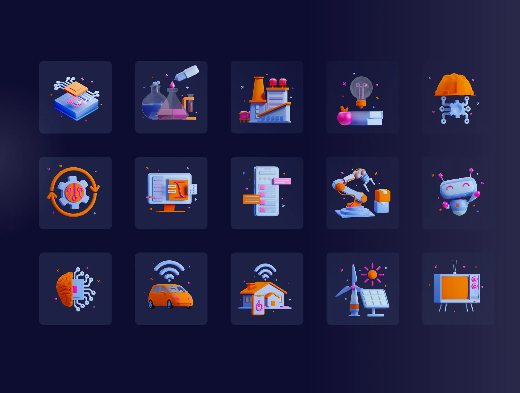 3D Technology Icon Set 7