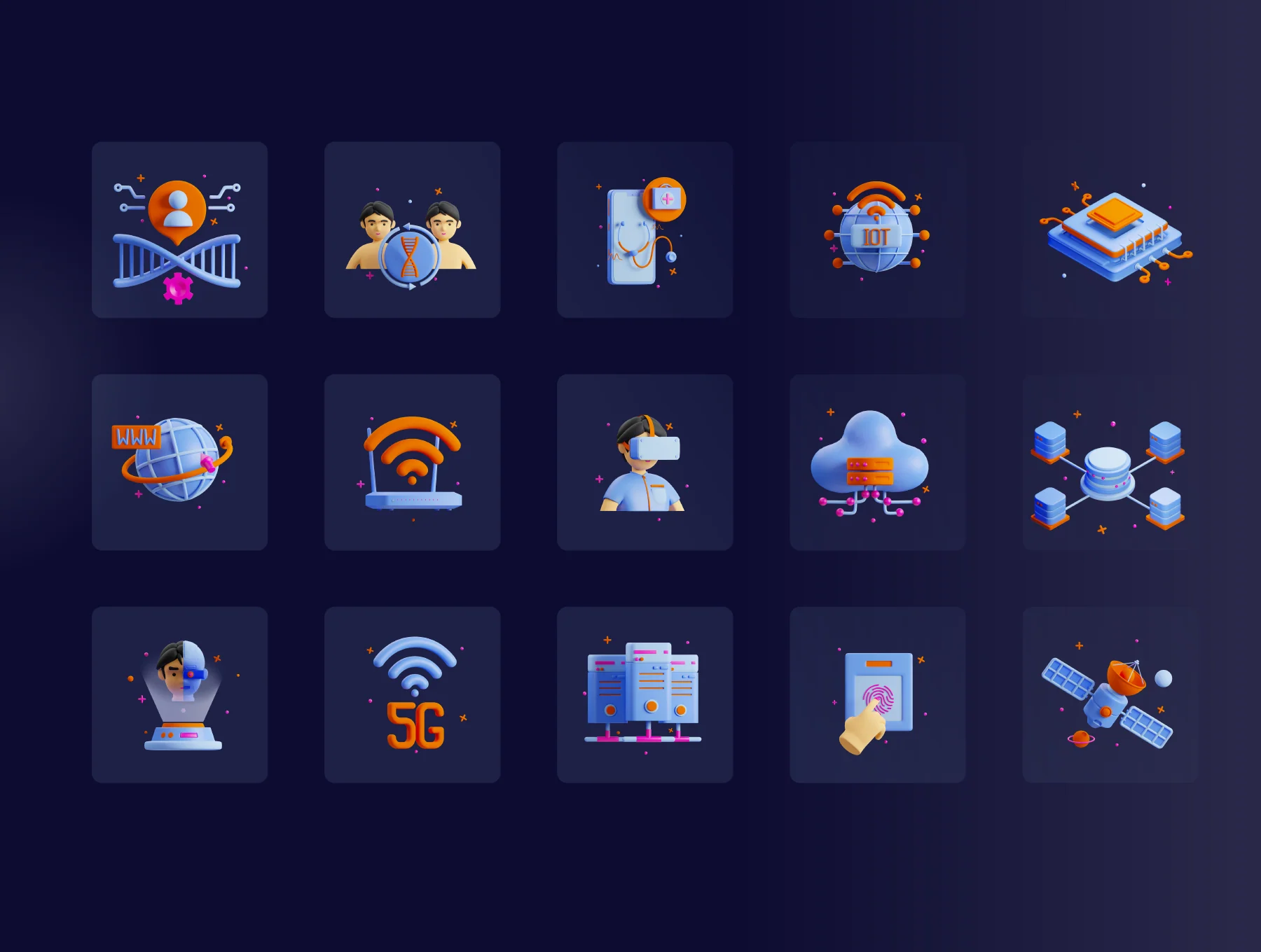 3D Technology Icon Set 8