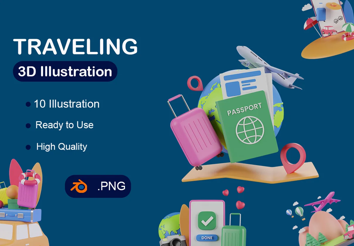 3D Traveling Illustration