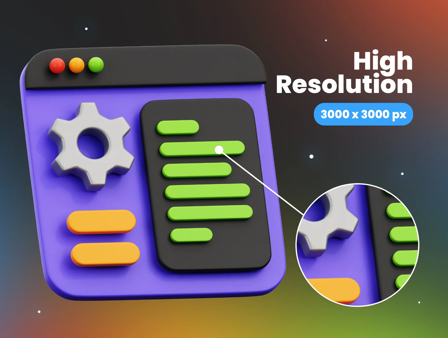 3D UI Kit Elements 3