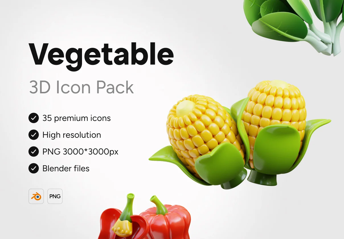 3D Vegetable Icons