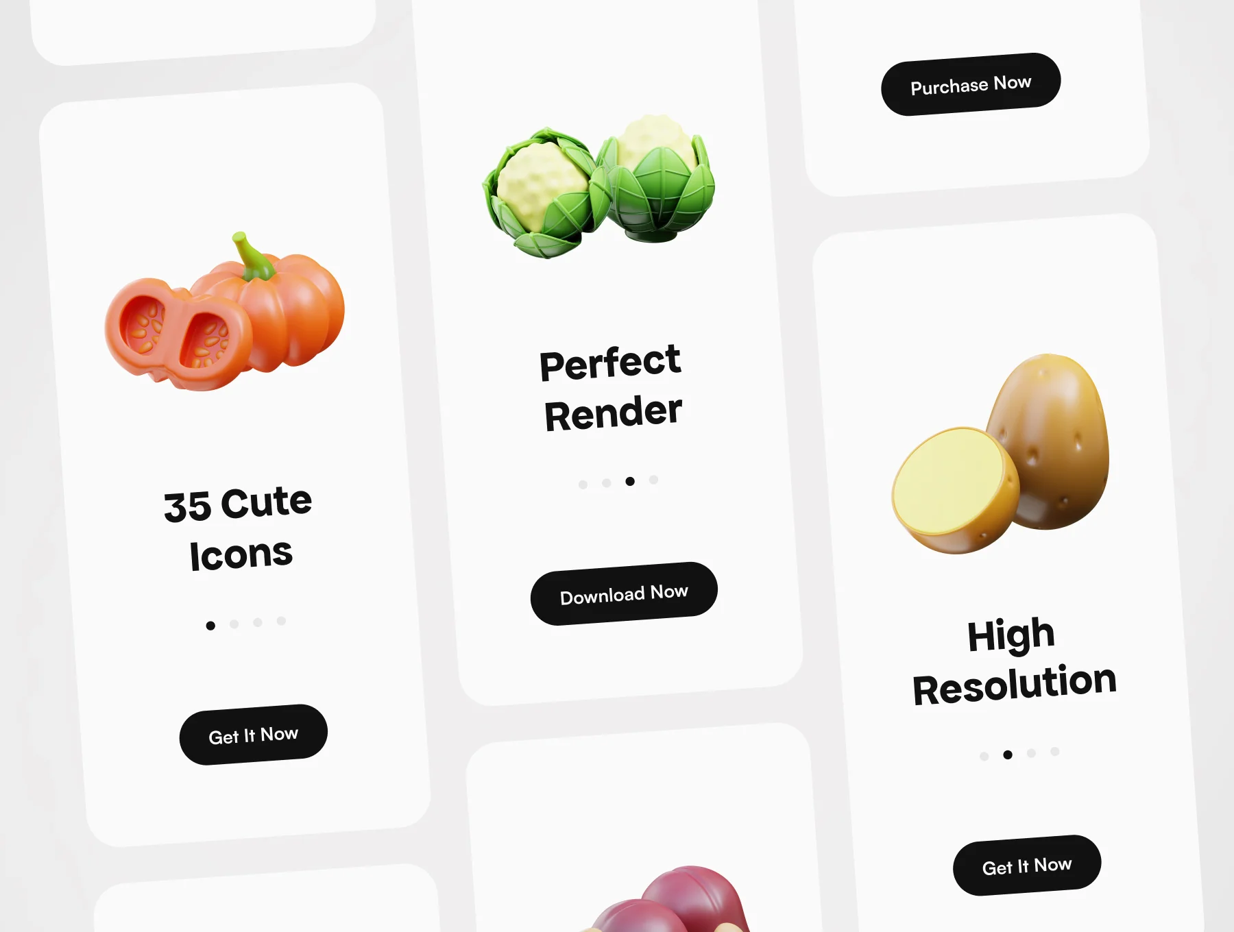 3D Vegetable Icons 3