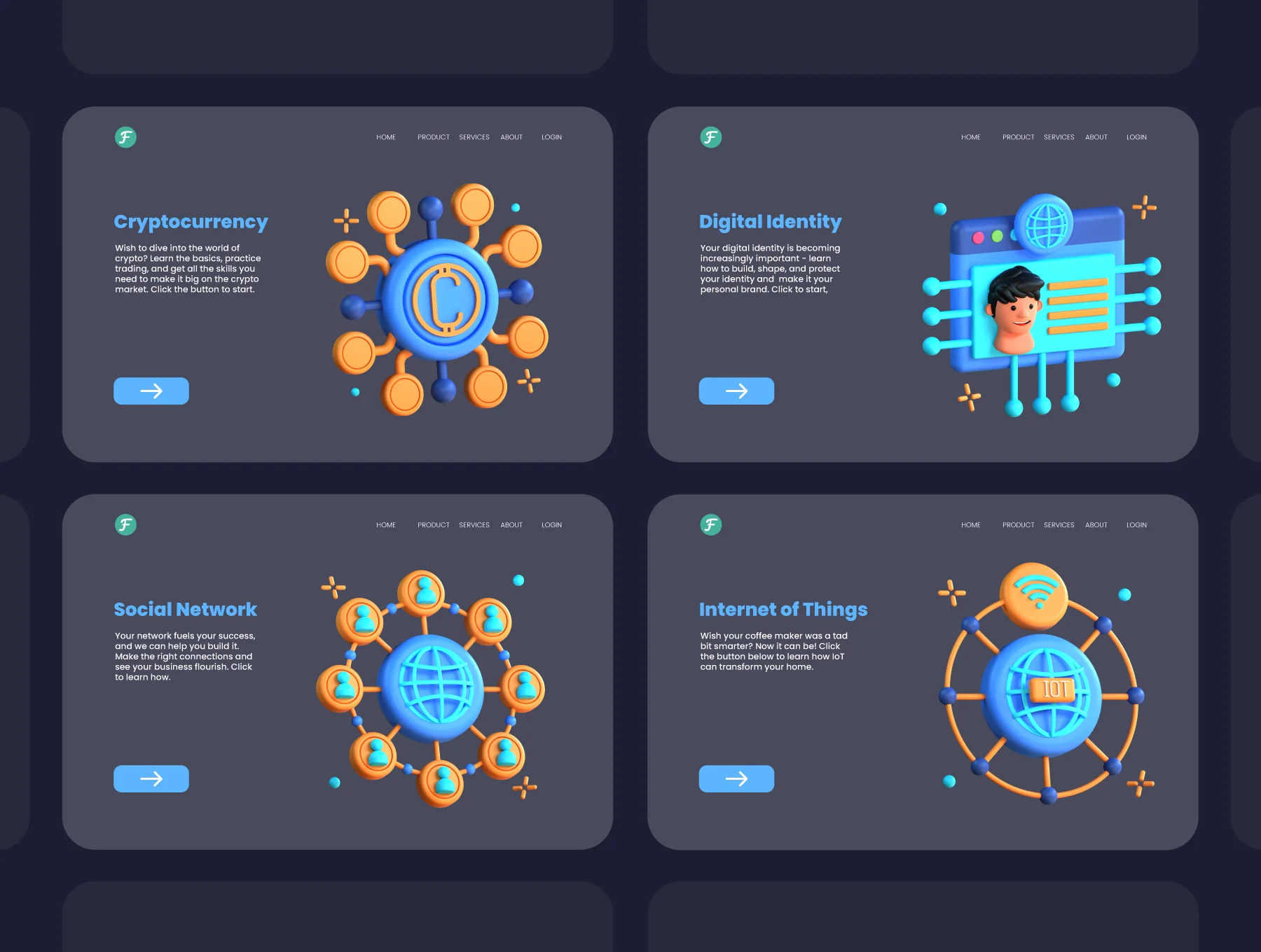 3D Web 3.0 Icons Illustration 3