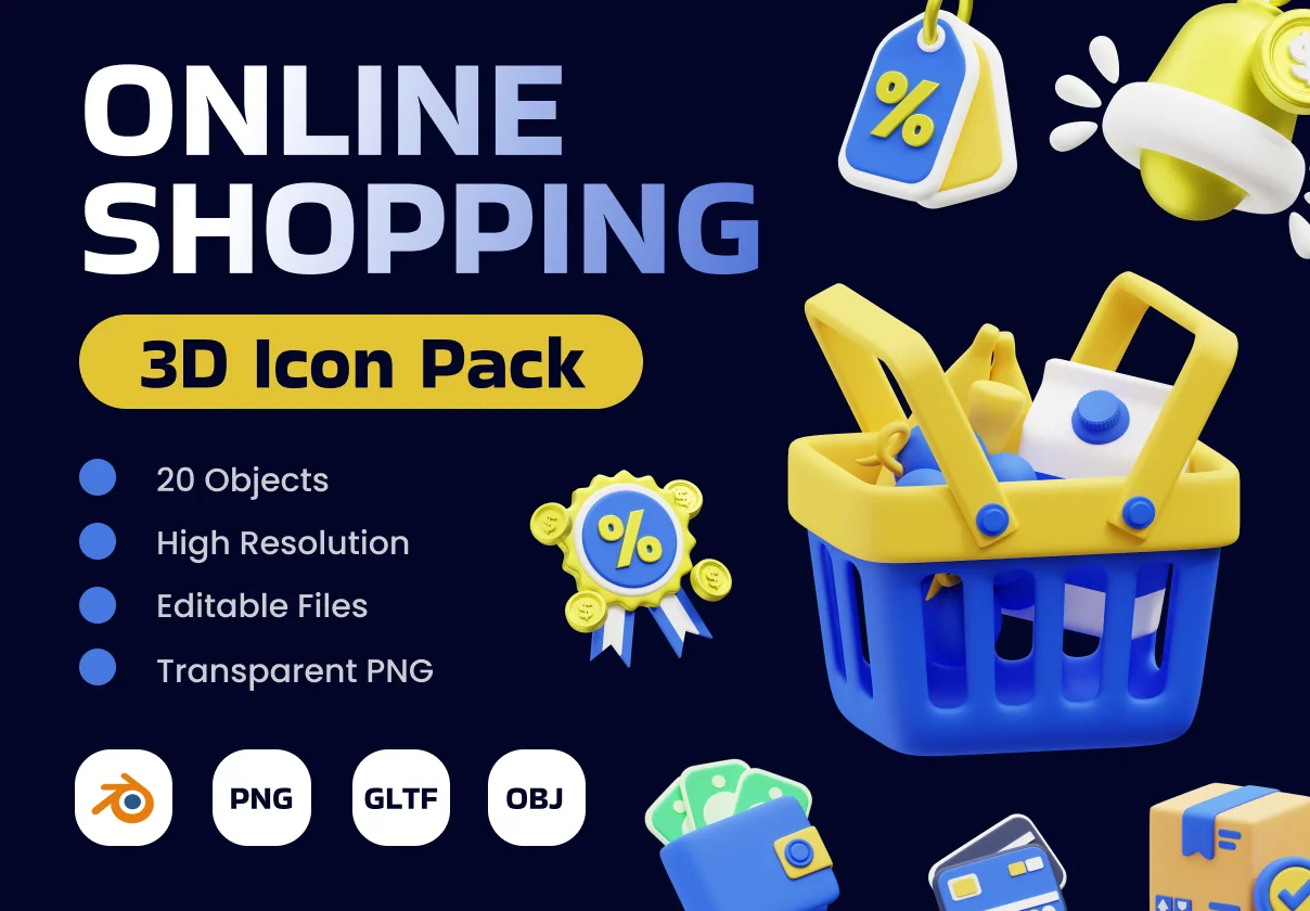 Online Shopping 3D Icon Pack
