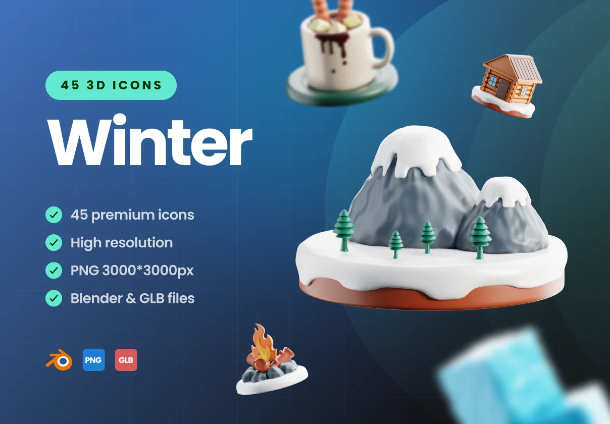 3D Winter Icons