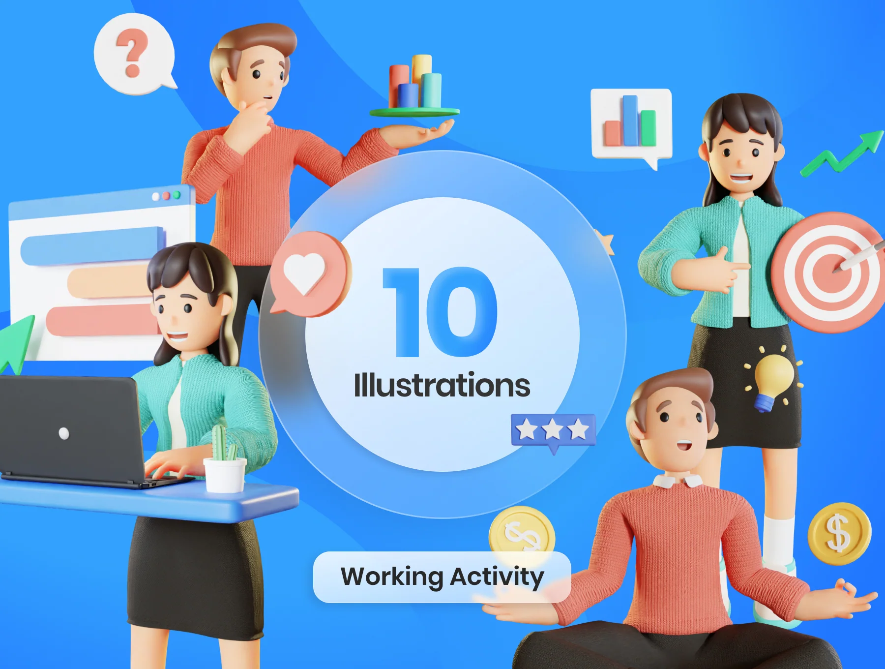 3D Work Activity Illustration Pack 2