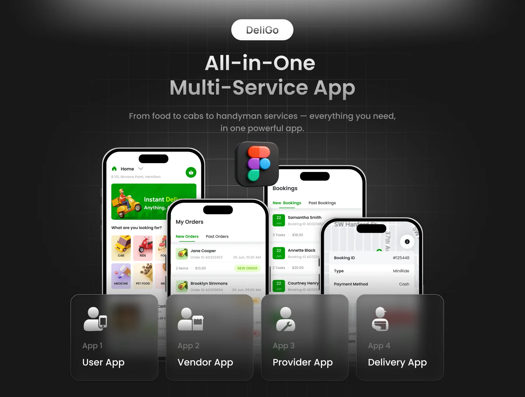 4 Apps | Multi Service App | DeliGo