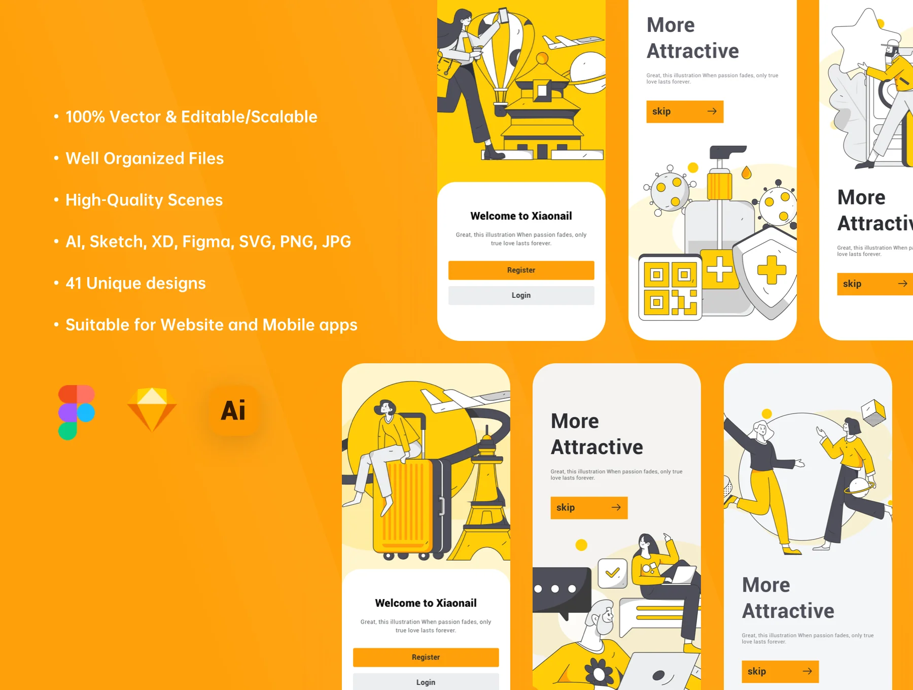 41 line flat vector illustrations 2