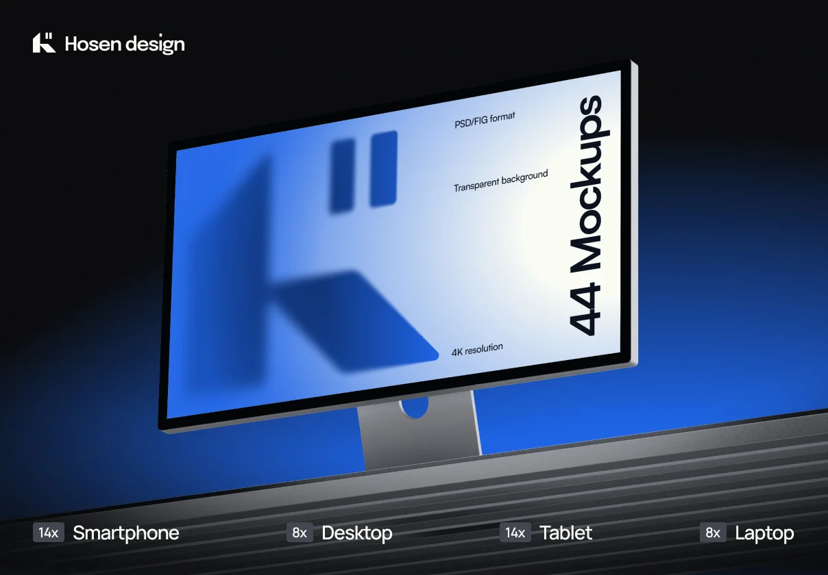 44 Device Mockups — Metal Scene Pack (PSD & FIG)