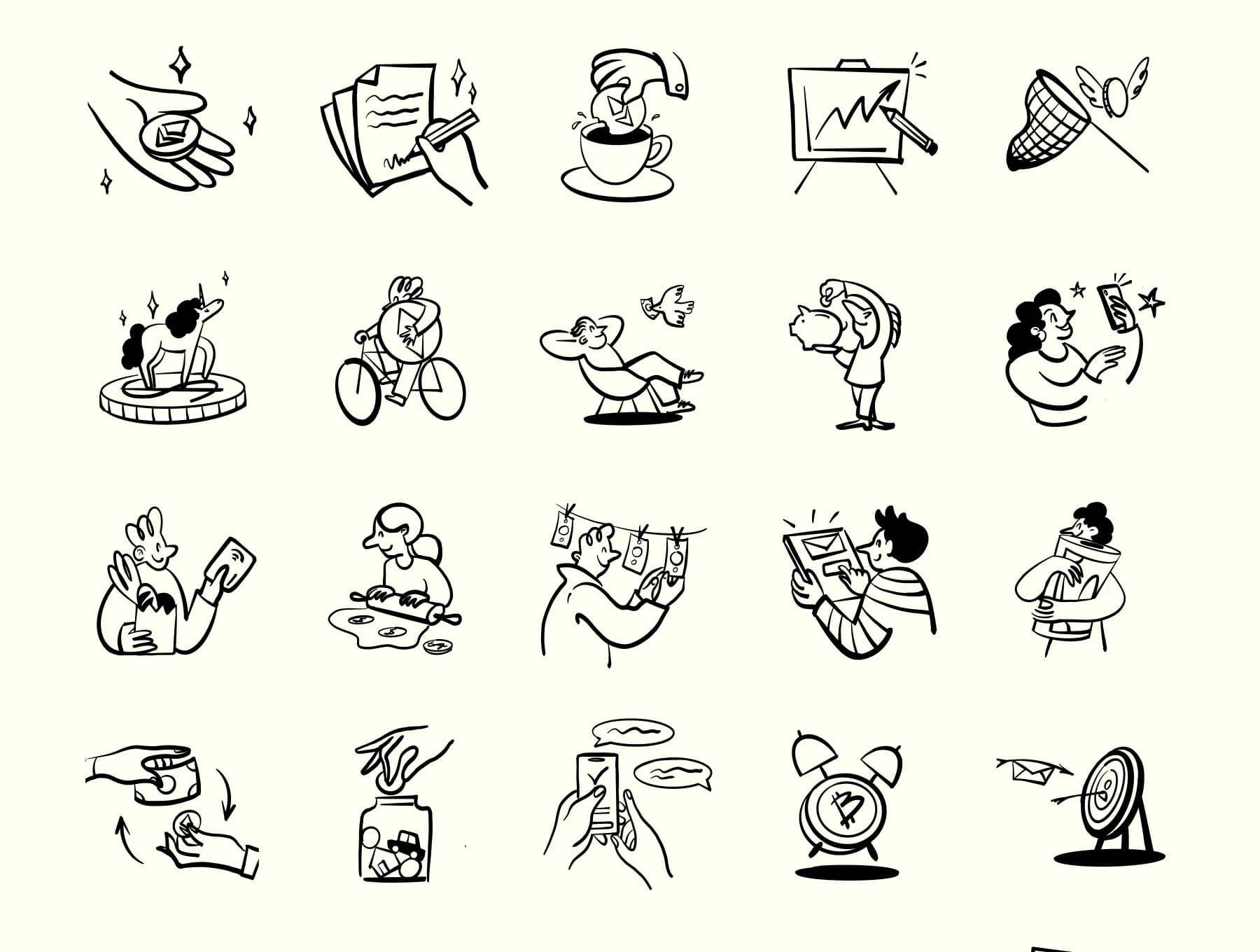 49 Hand-drawn raster Illustrations pack 2