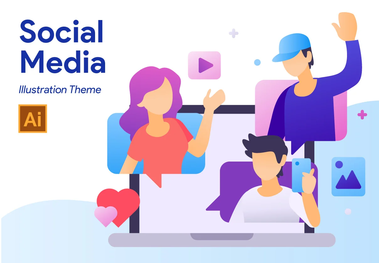 5 Social Media Illustration