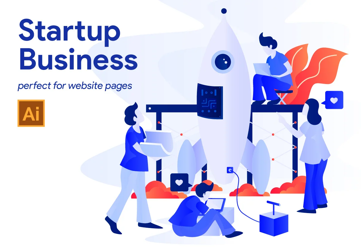 5 Startup Business Illustration