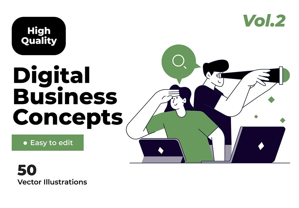 50 Digital Business Activities Illustrations vol.2