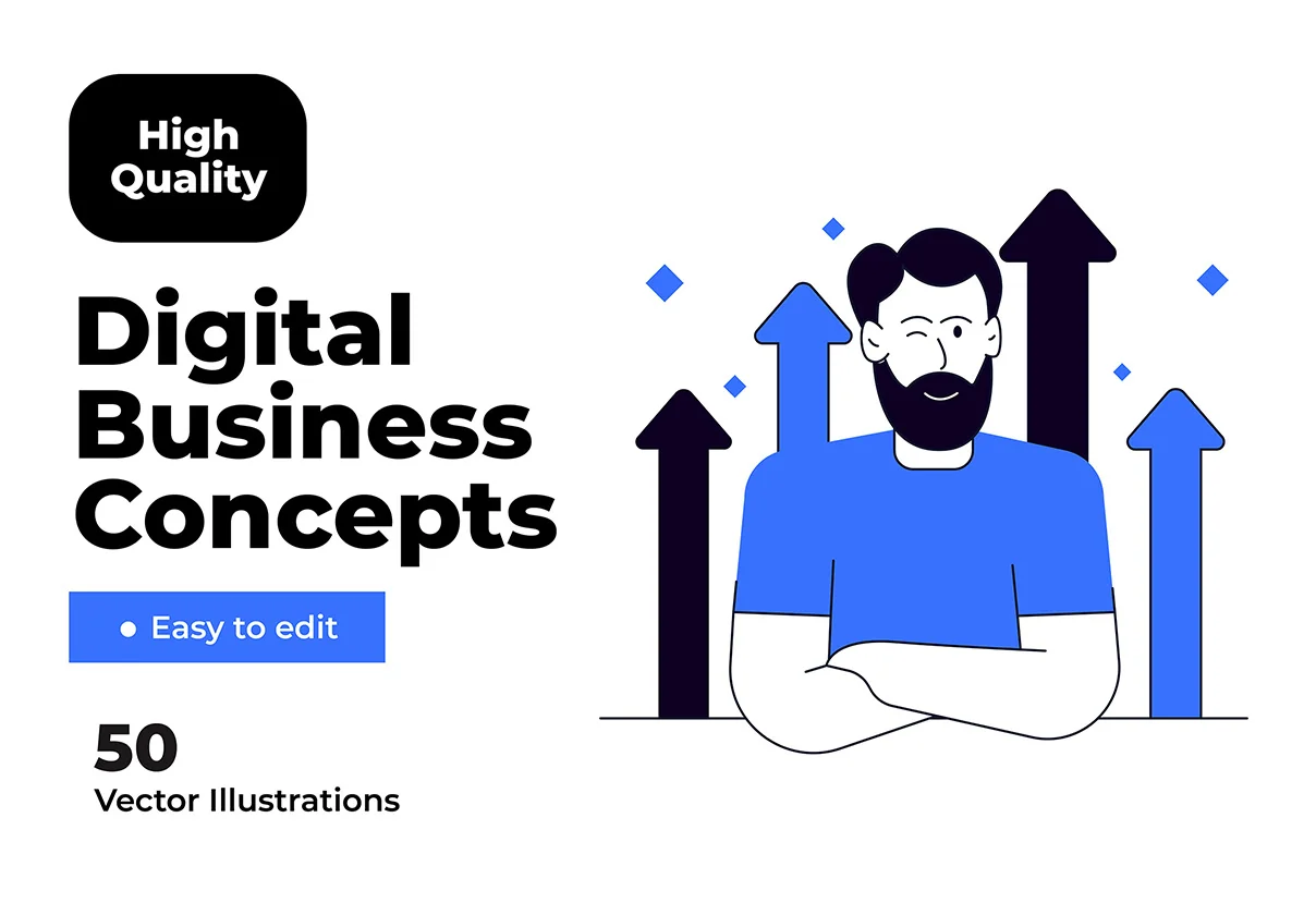 50 Digital Business Activities Illustrations