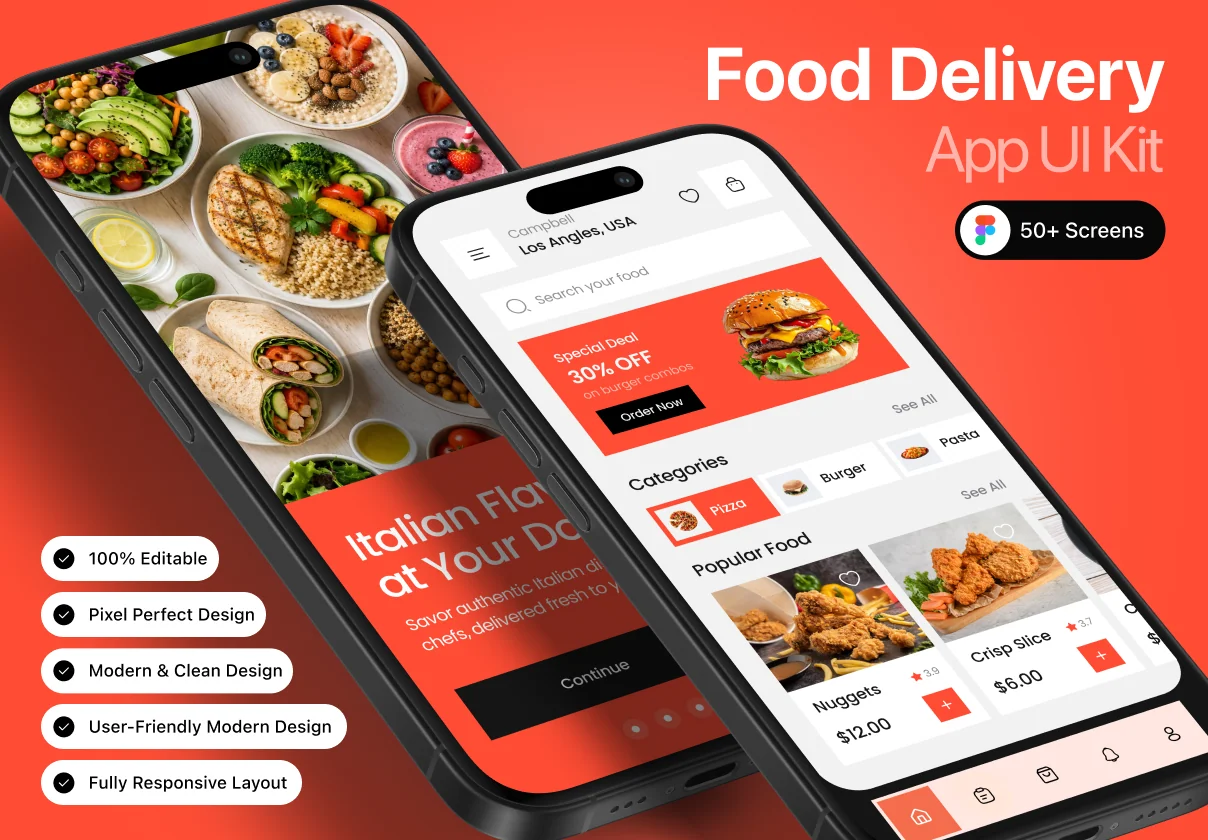 50+ Food Delivery Mobile App UI Kit