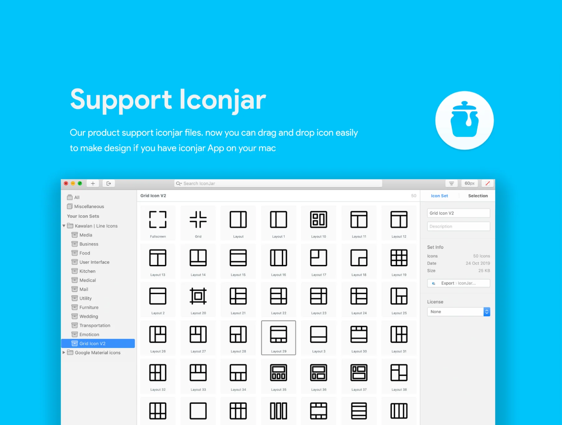 50 Grid Line Icon 6