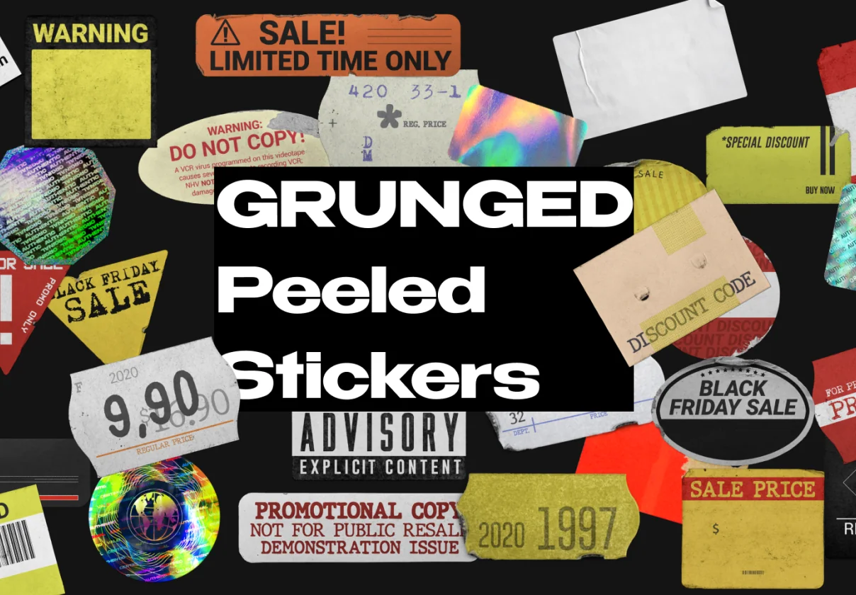 50+ GRUNGED Peeled Stickers