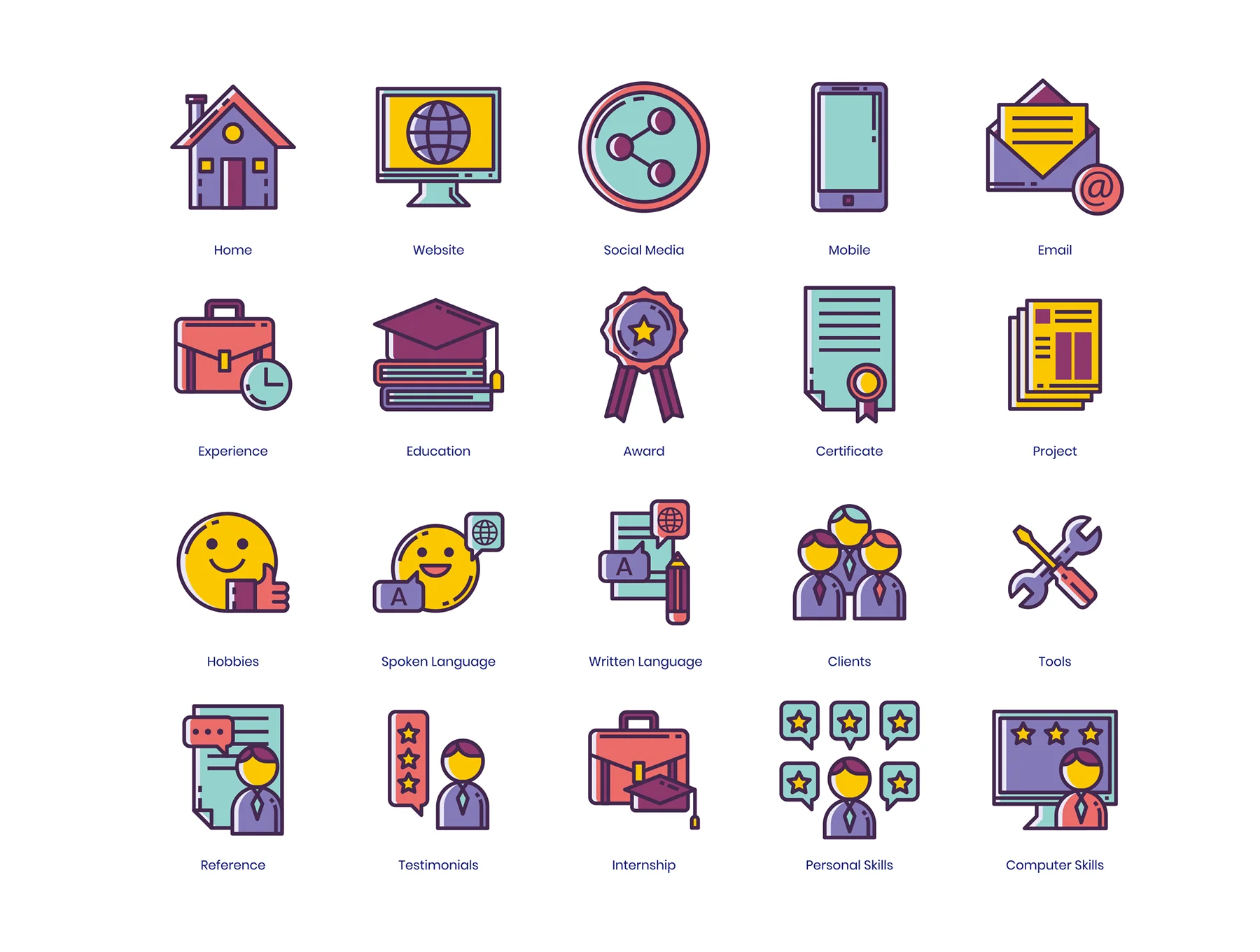 50 Resume Icons | Lilac Series 2