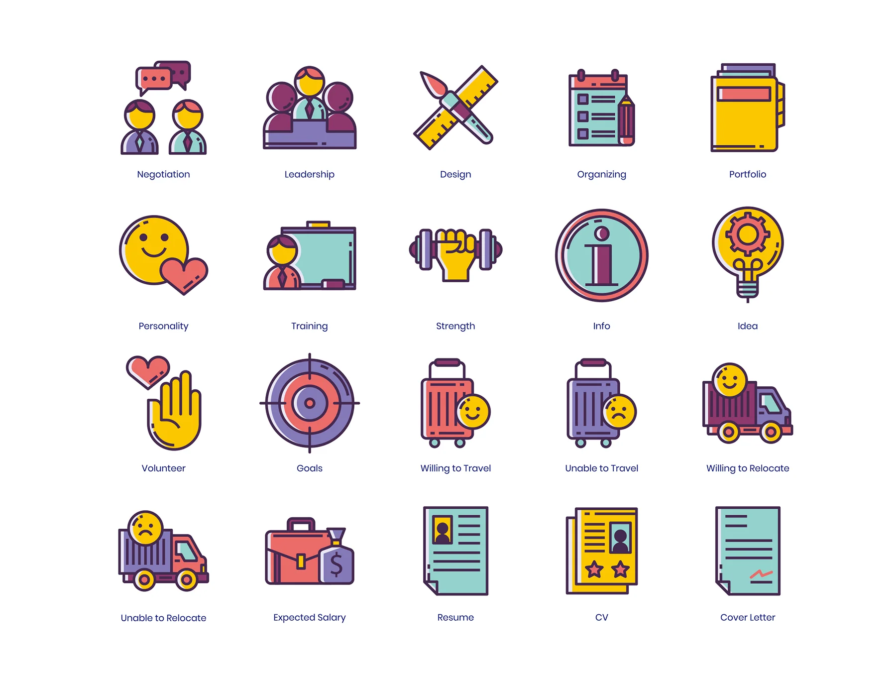 50 Resume Icons | Lilac Series 3
