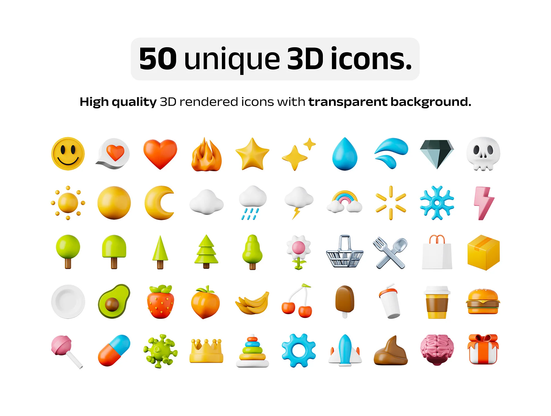 50 unique 3D icons Vol. 1 2